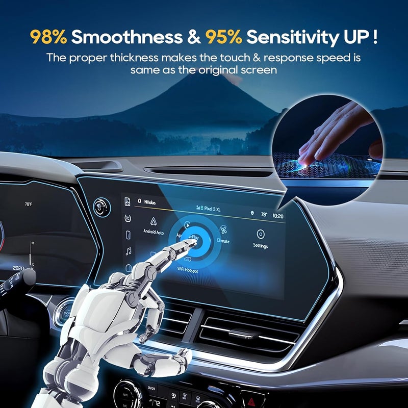 LFOTPP For 2025 Chevrolet Trax Screen Protector - (2PCS) 2024-2025 Trax (LT/2RS/ACTIV) Navi+Dash Touchscreen [HD Glass] 2024-2025 Trax Accessories Anti-Fingerprint 9H Hardness Tempered Glass - Image 3
